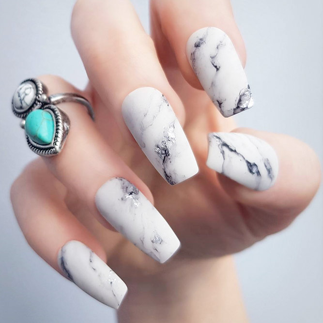 Coffin Nails with Marble Effect picture 2