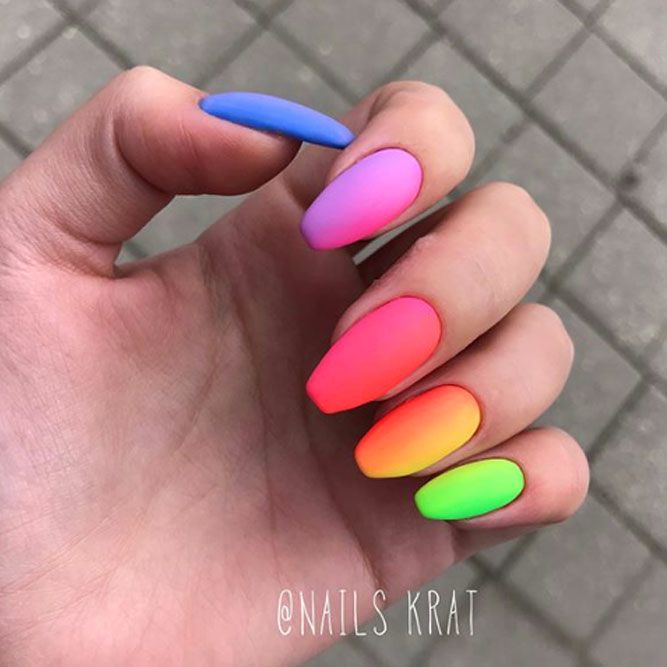 Long Ombre Nails With Pastel Rainbow