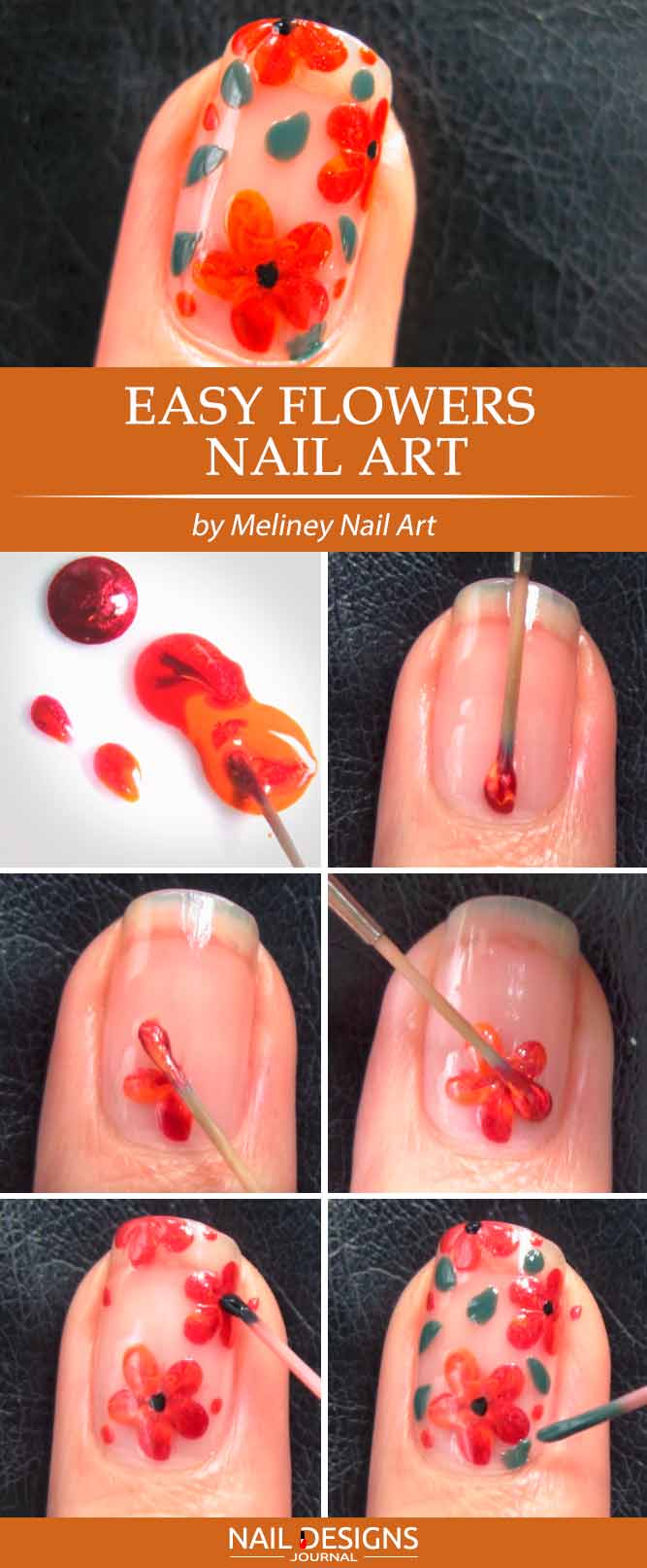 Easy Fall Flowers Nail Art #simplenaildesigns #flowersnails