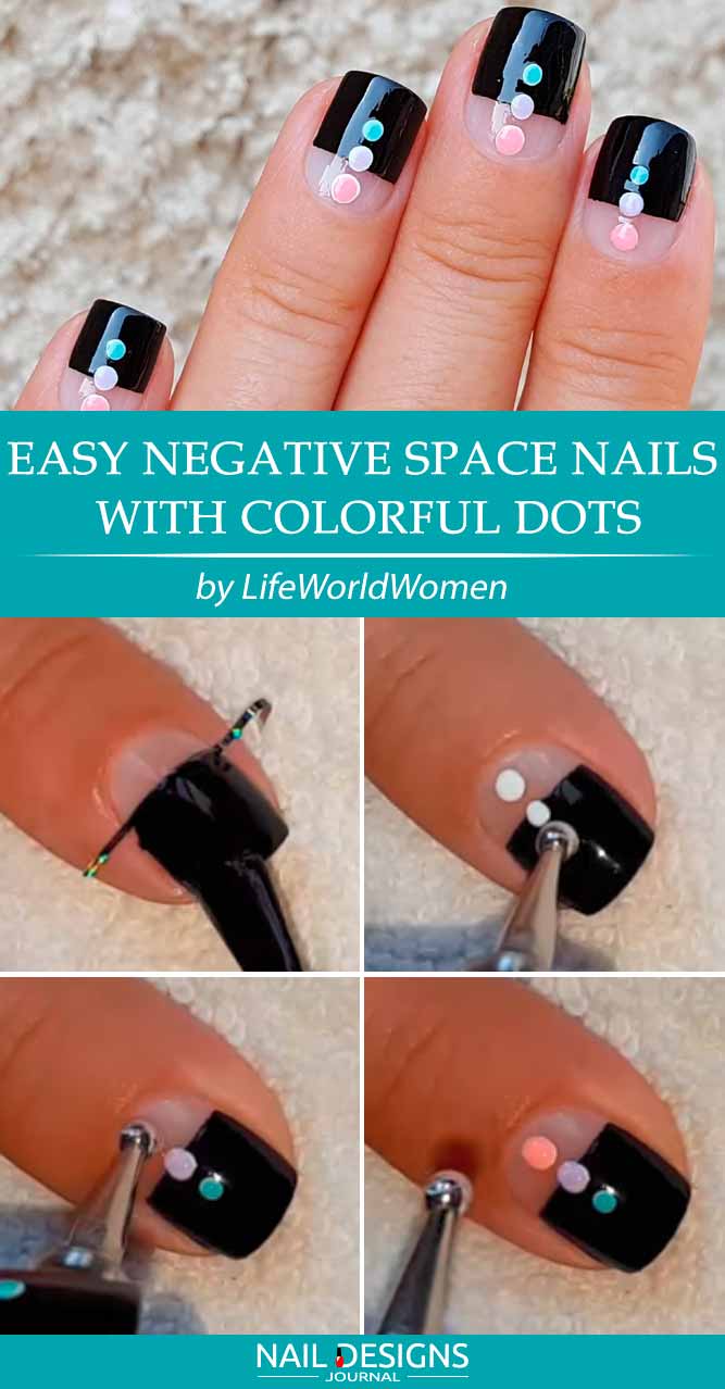 Easy Negative Space Nails With Colorful Dots