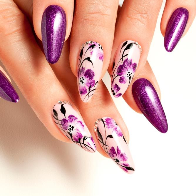 Big Flowers Art For Long Nails