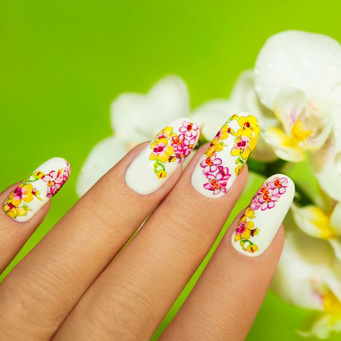 Flowers Art For Long Nails