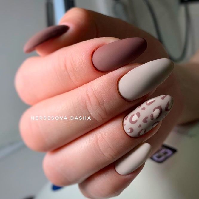 Taupe Color Nails With Matte Effect