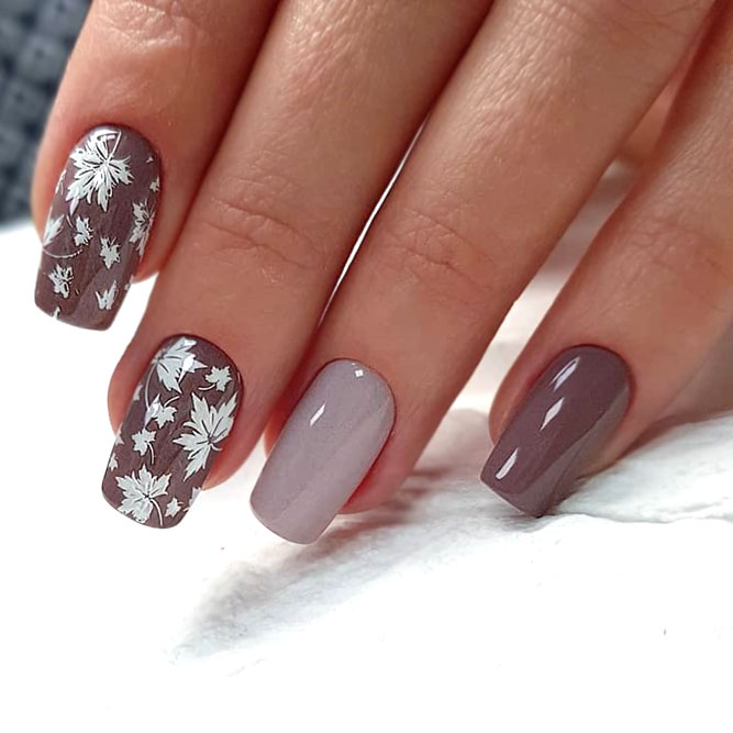 Two-Tone Nails With Autumn Accent