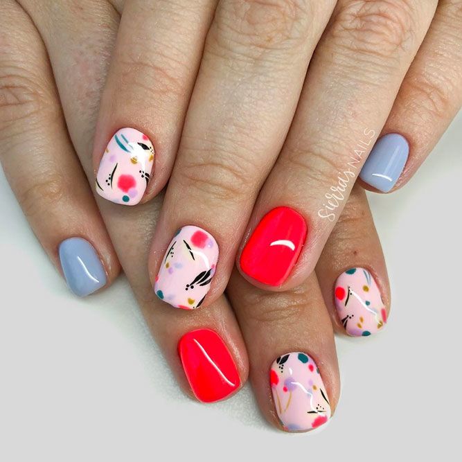 Colorful Nails With Charming Floral Patterns