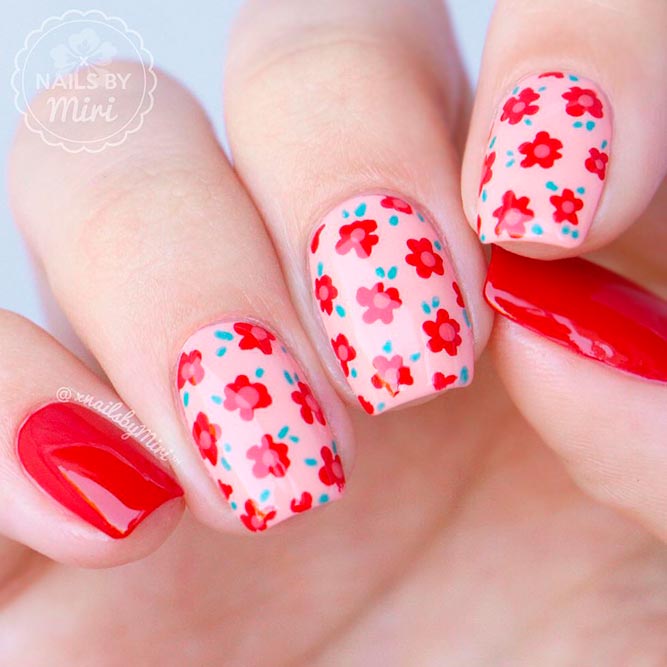 Bright Colored Floral Nail Art For Spring Mani picture 1
