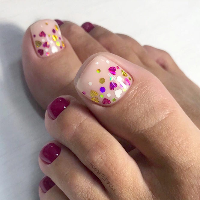 Toe Nail Art Ideas With Colorful Glitter
