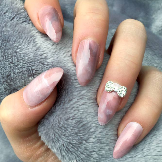 Rose Quartz Design For Restrained Manicure #rosequartz #rosequartznails