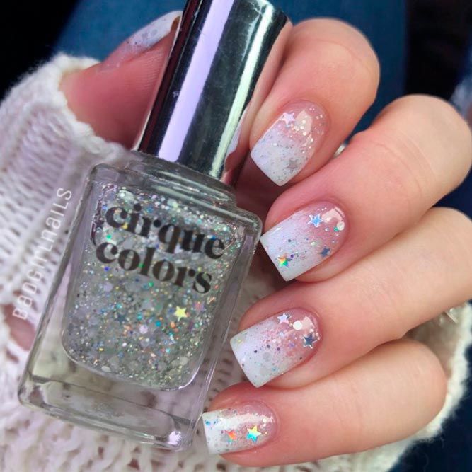 French Fade With Glitter Stars