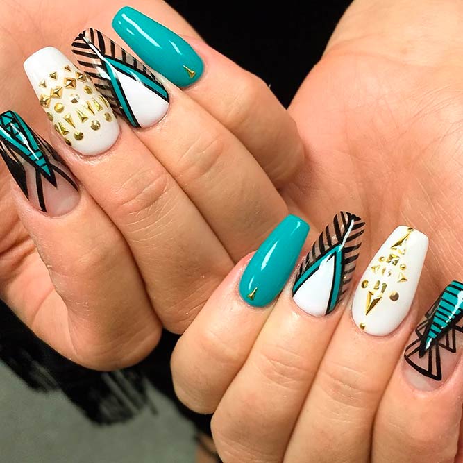 Amazing Greenish Blue Nails Designs picture 1