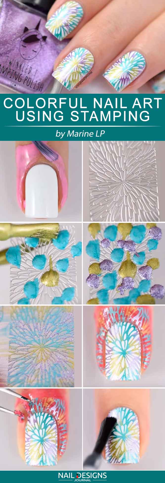 Colorful Nail Art Using Stamping