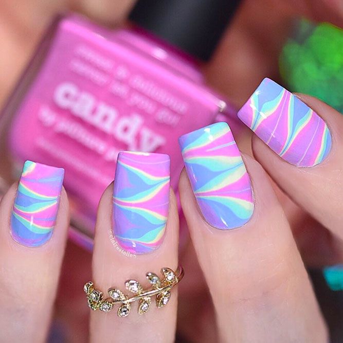 Colorful Water Marble Nails