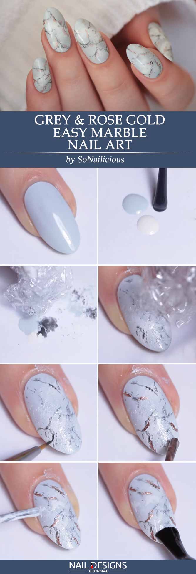 Cute Manicure with Easy Marble Designs picture 1