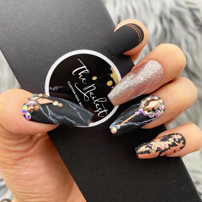 Marble Nails Tutorial With Matte Black