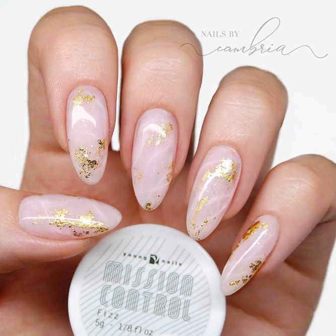 Nude Manicure With Easy Marble Designs