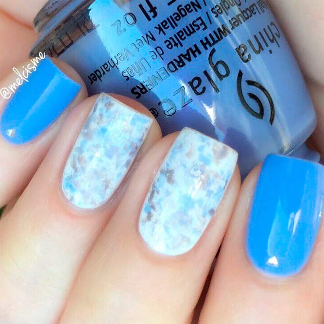 Sweet Blue Nail Art #Squarenails #bluenails