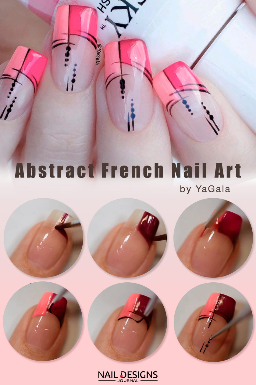 Abstract French Tips Nail Art #easynails #nailtutorial