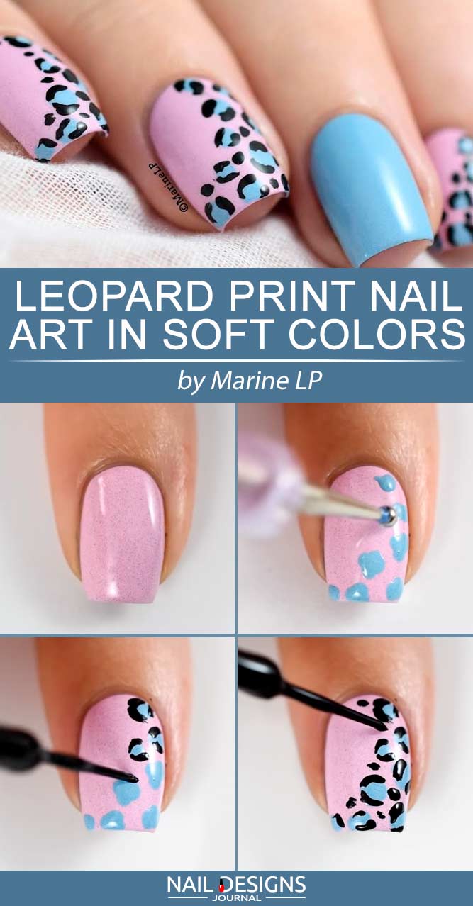 Leopard Print Nail Art In Soft Colors #cutenails #leopardnails #leopardprintnails