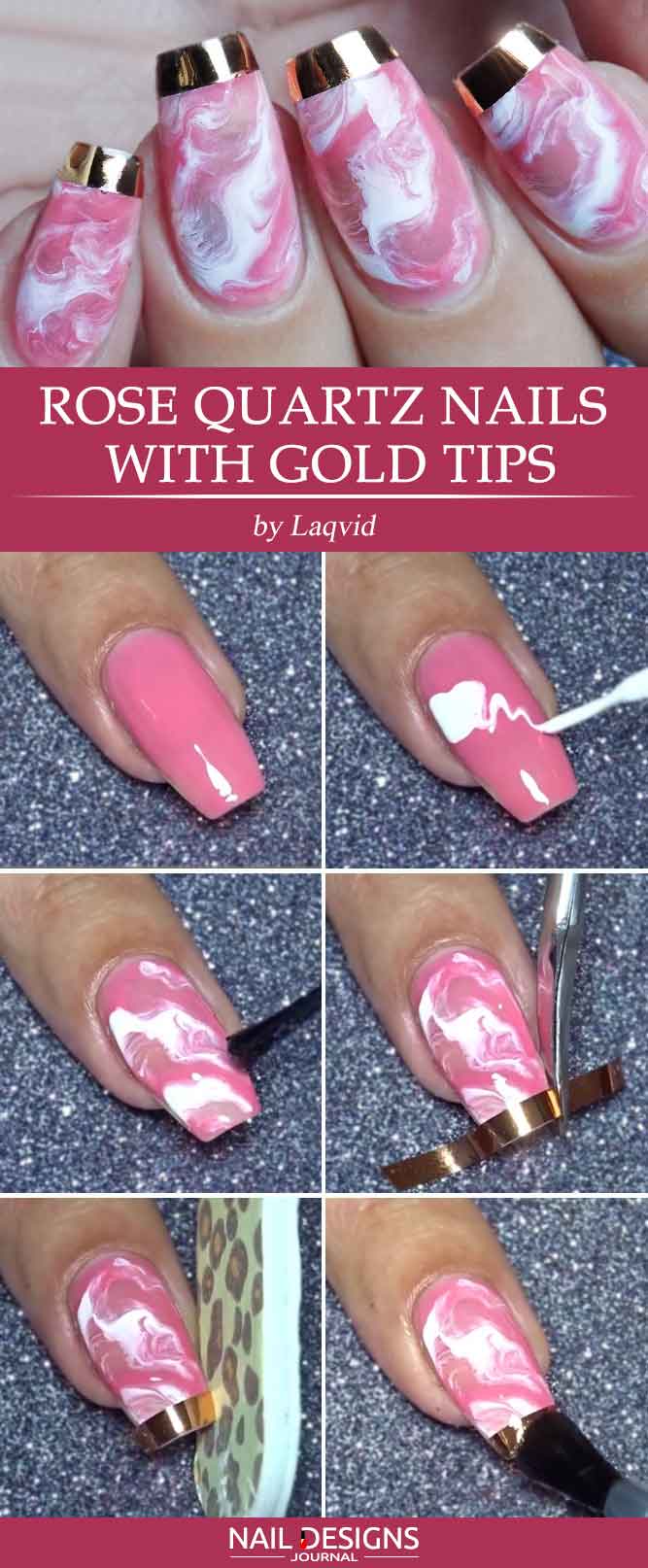 step by step rose quartz nails