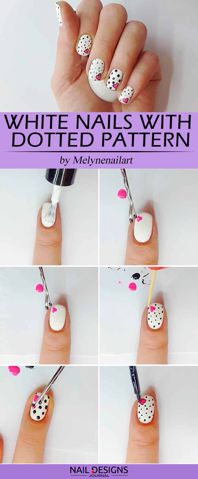 White Nails With Dotted Pattern