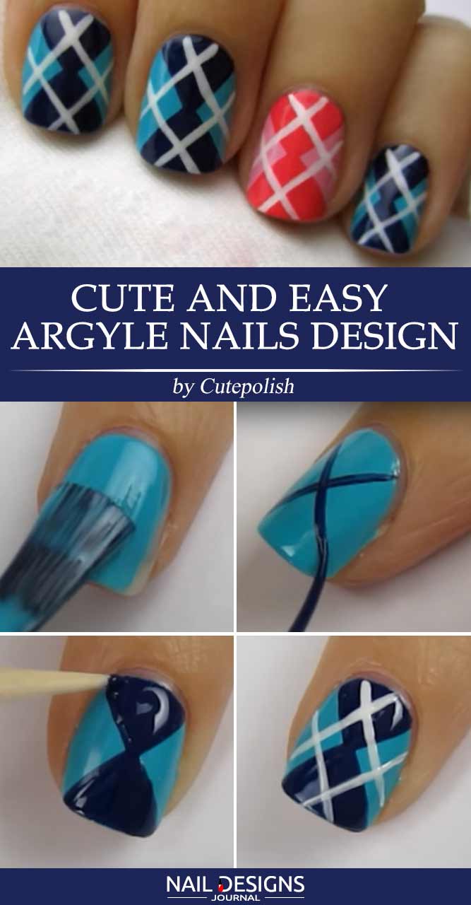 Cute And Easy Argyle Nails Designs