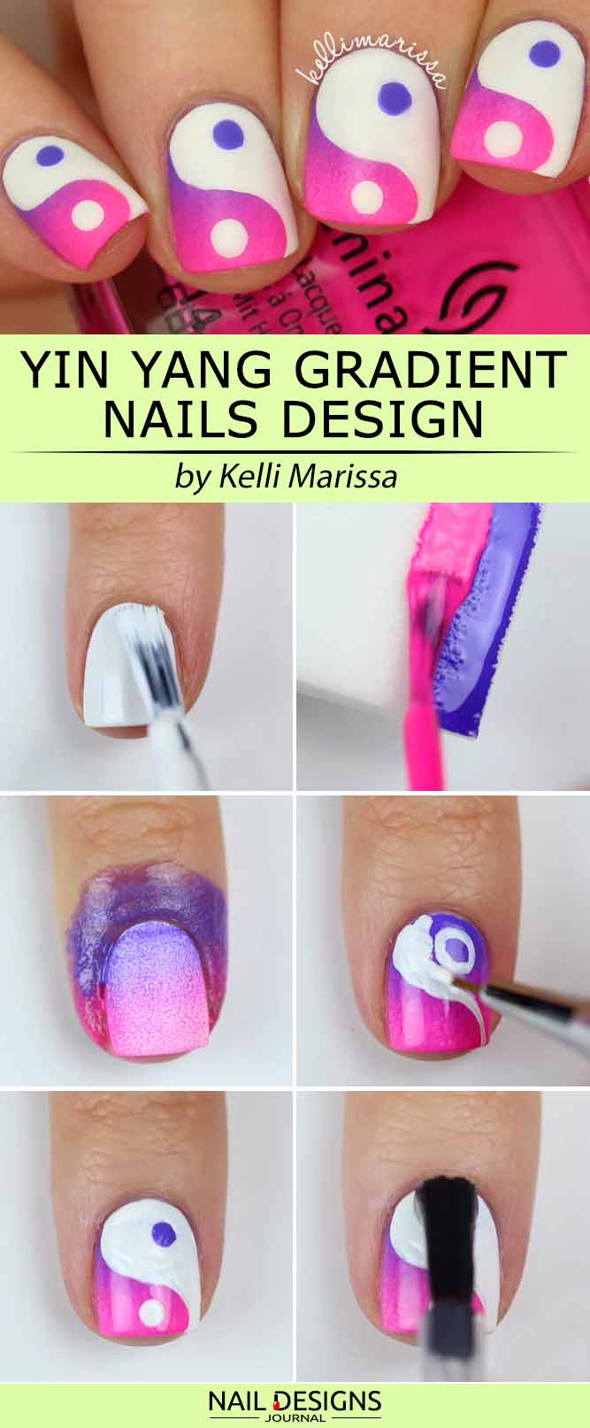 Yin Yang Gradient Nail Art
