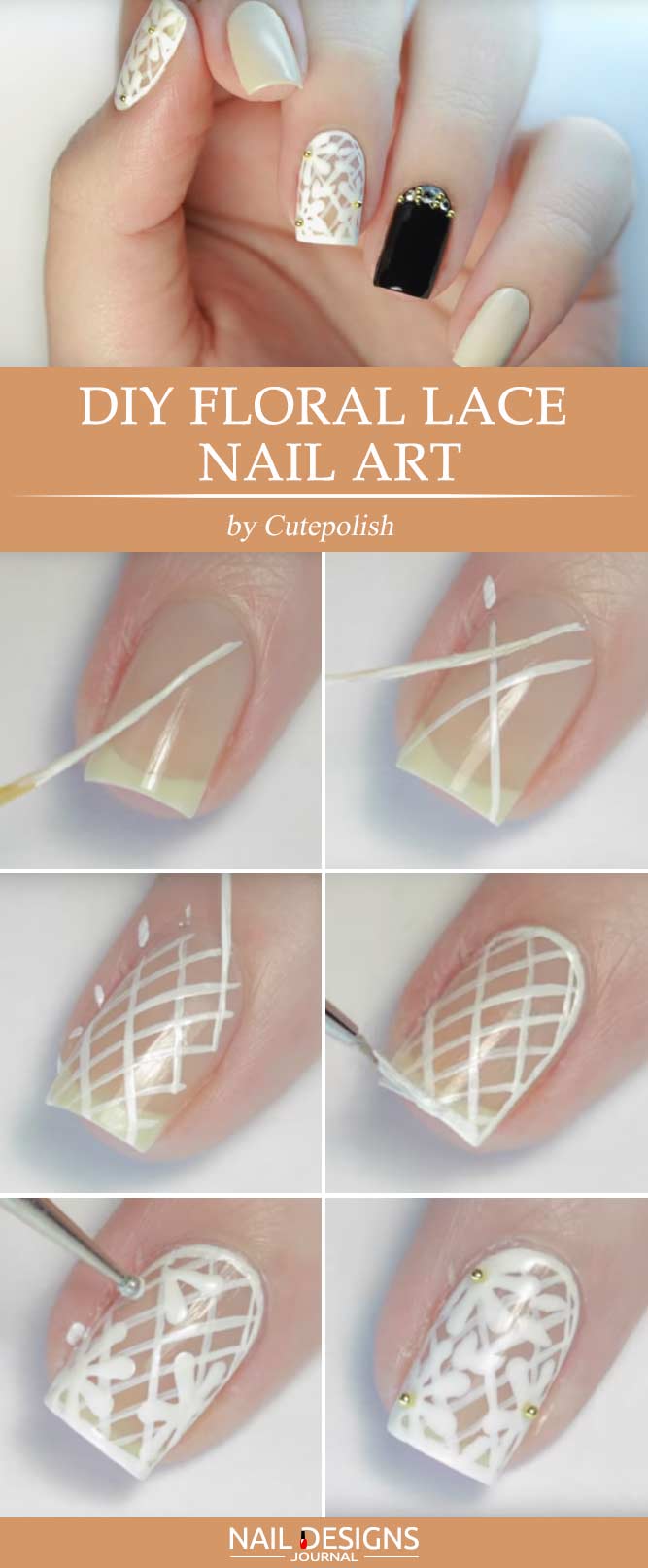 Tutorial How To Do Nail Designs With Floral Lace For Sophisticated Ladies