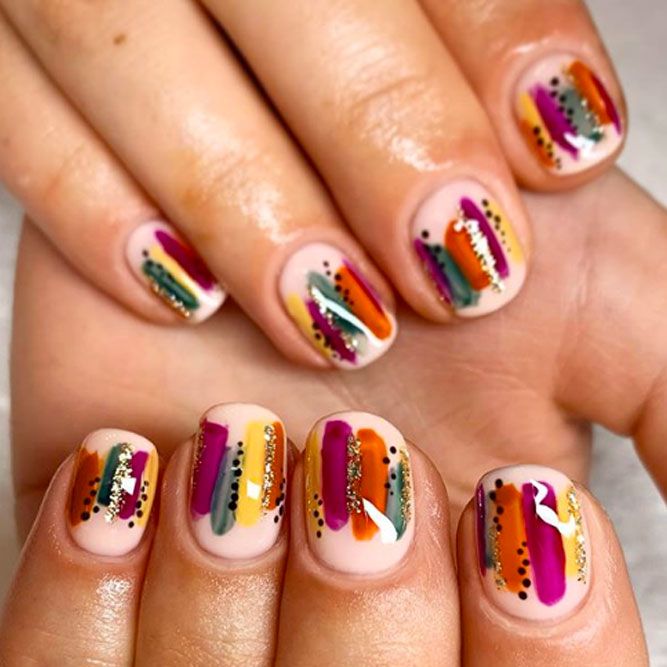 Abstract Nail Design For Autumn