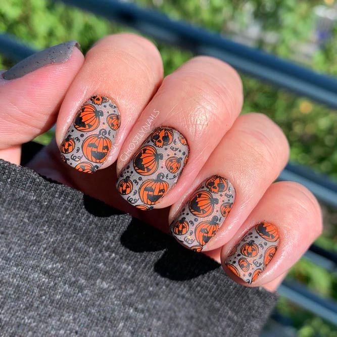 Pumpkins For Halloween Nails