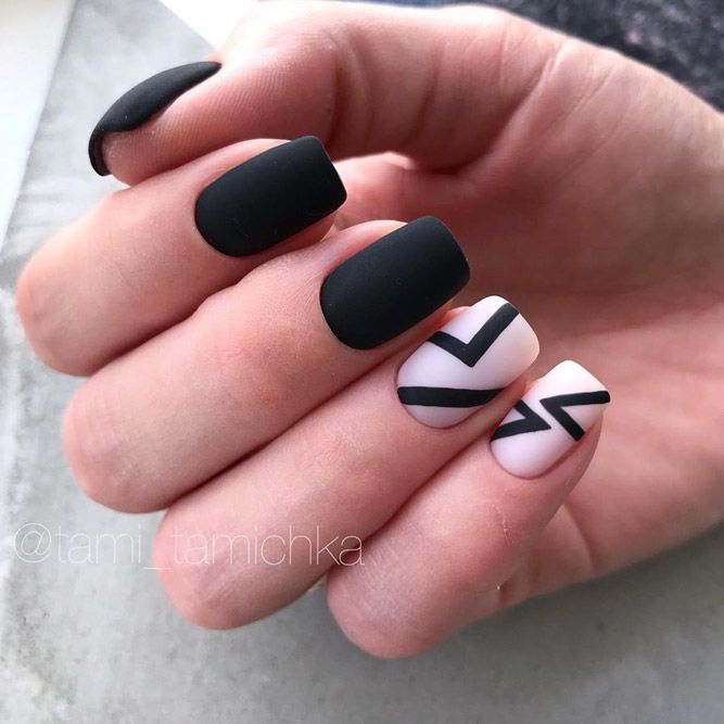 Classic Black Nails With Matte Effect