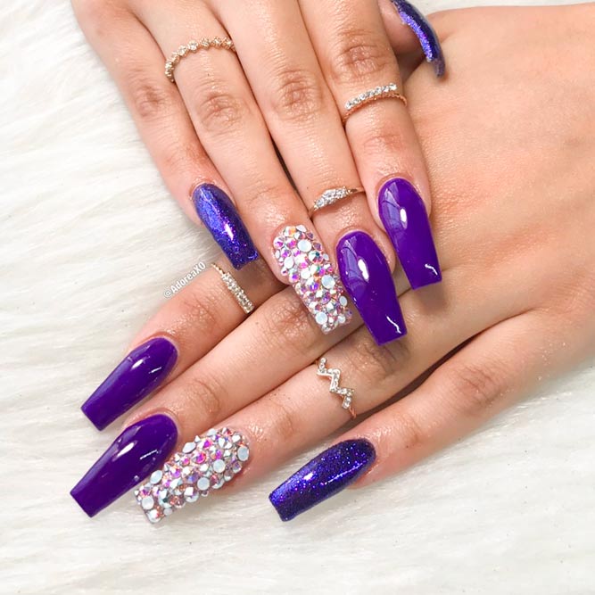 Gorgeous Rhinestones on Your Coffin Style Nails picture 1