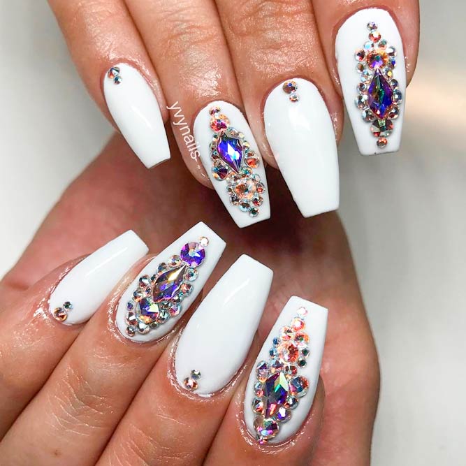 Gorgeous Rhinestones on Your Coffin Style Nails picture 2