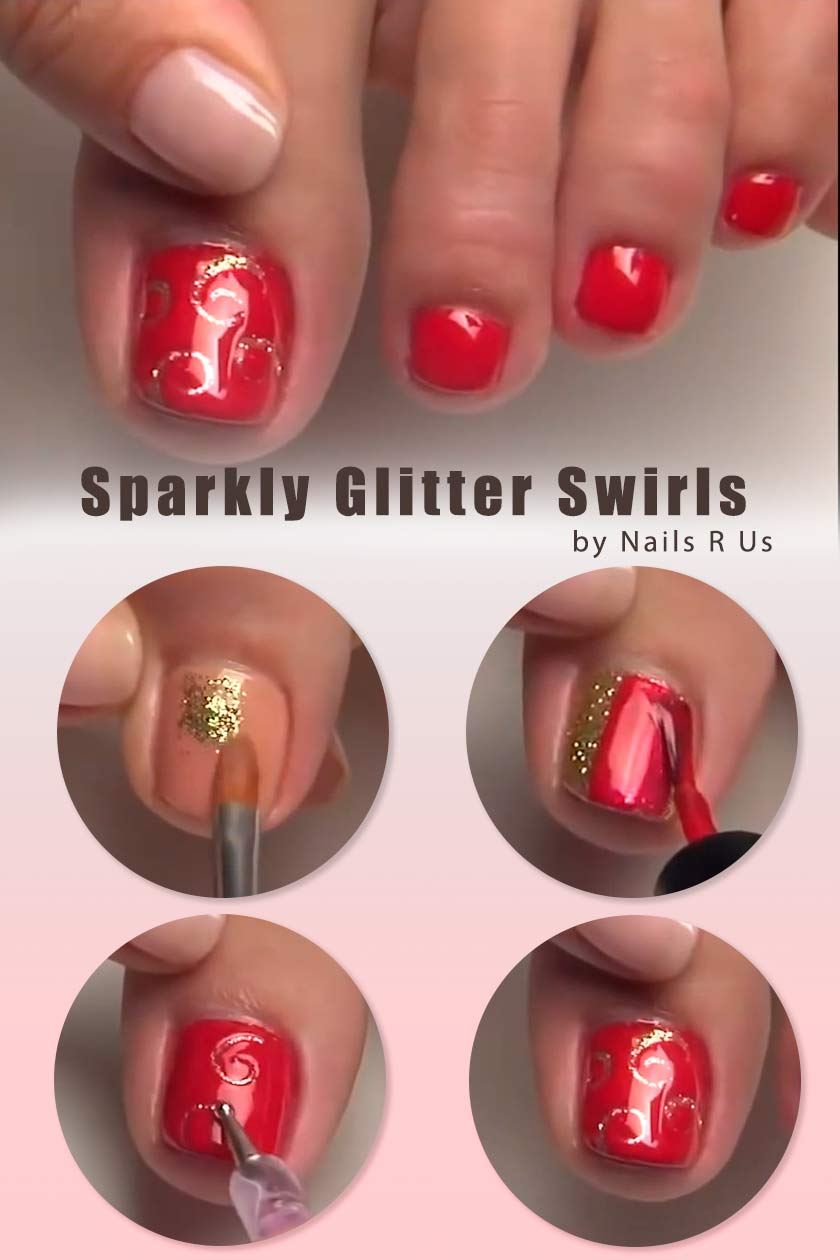 Sparkly Glitter Swirls #glitternails #pinknails