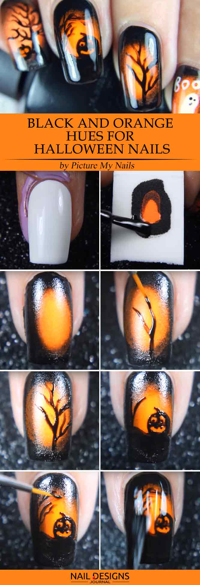 Classic Black and Orange Hues for Halloween Nail Ideas