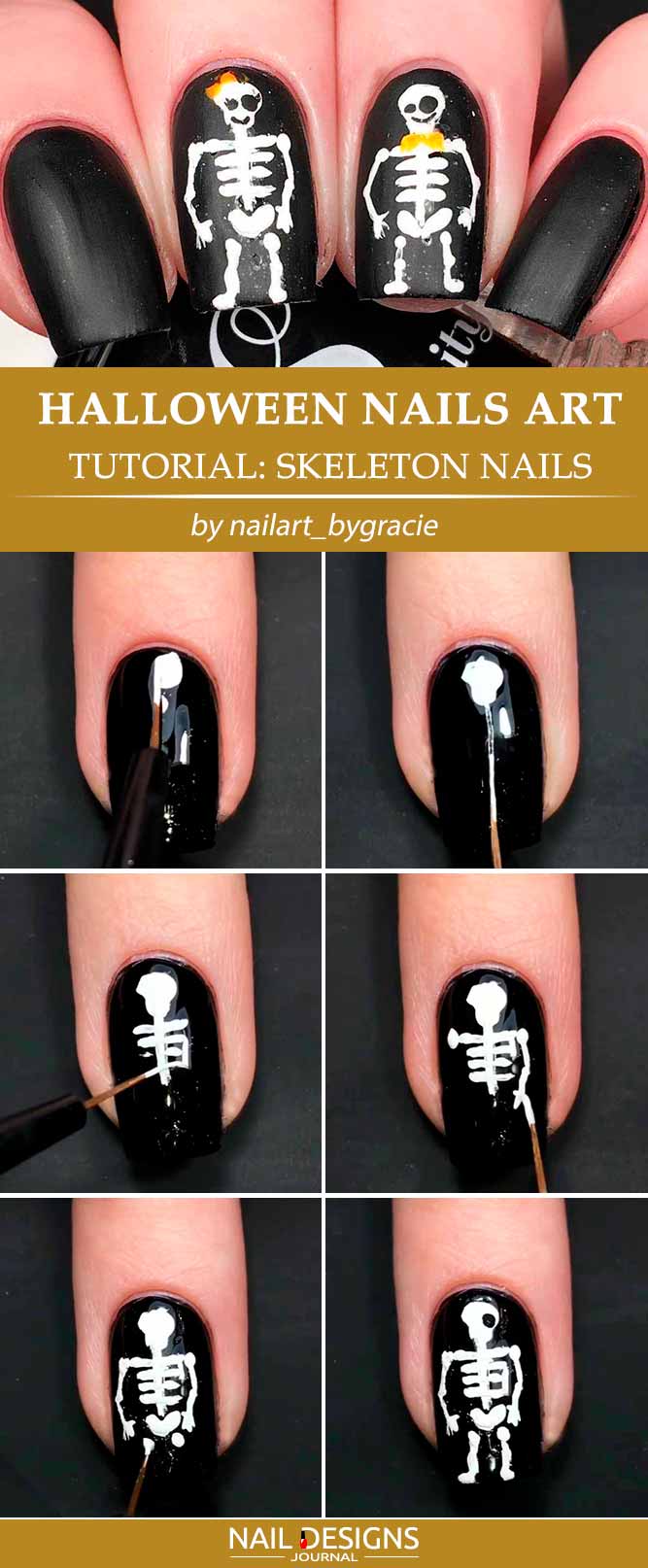 Cute And Easy Skeleton Nails