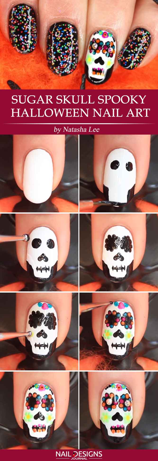 Sugar Skull Halloween Nail Art