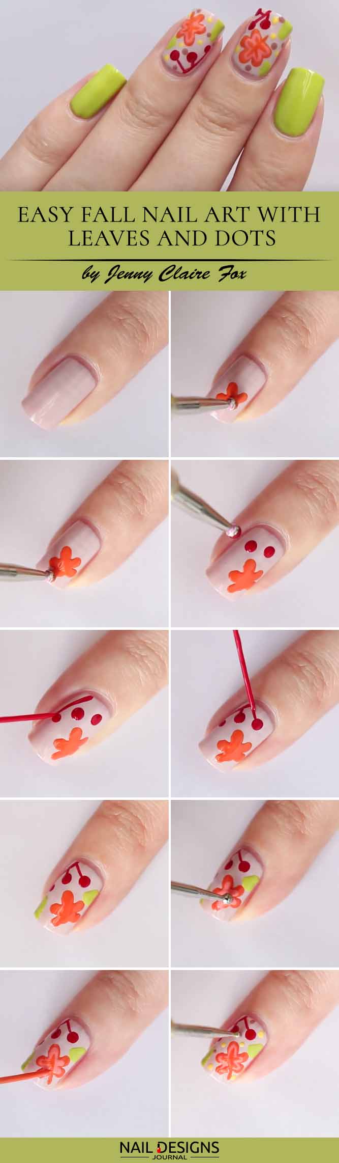 Easy Fall Nail Art with Leaves and Dots