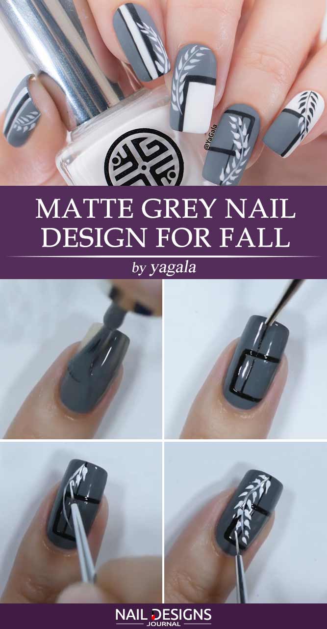 Matte Grey Nail Design For Fall