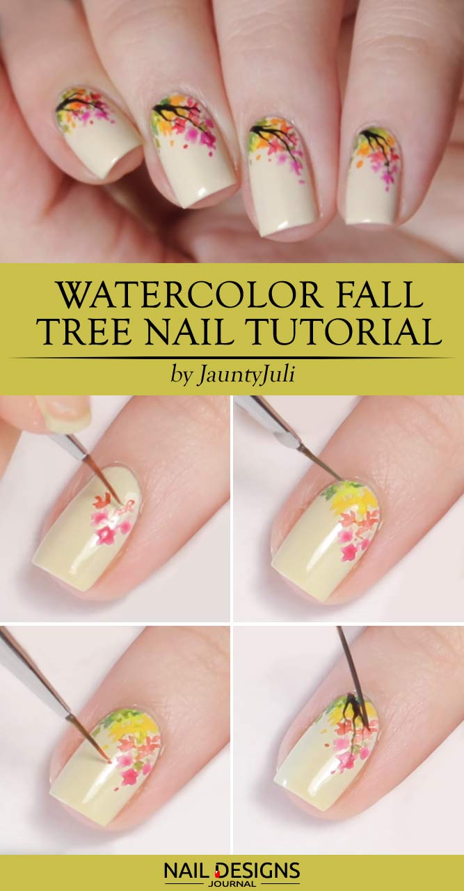 Watercolor Fall Tree Nail Tutorial