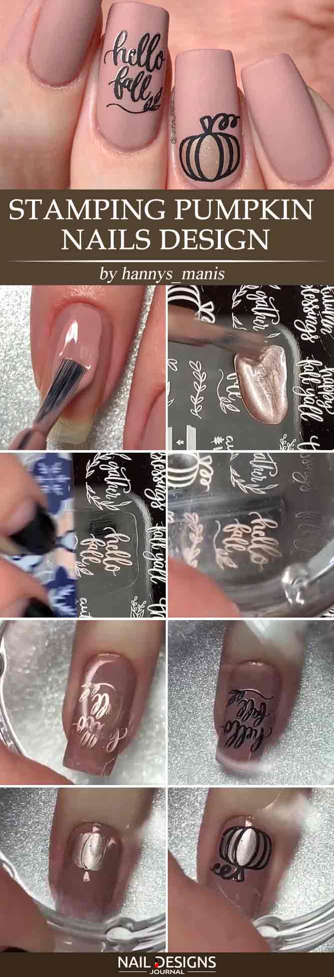 Stamping Pumpkin Nails Design