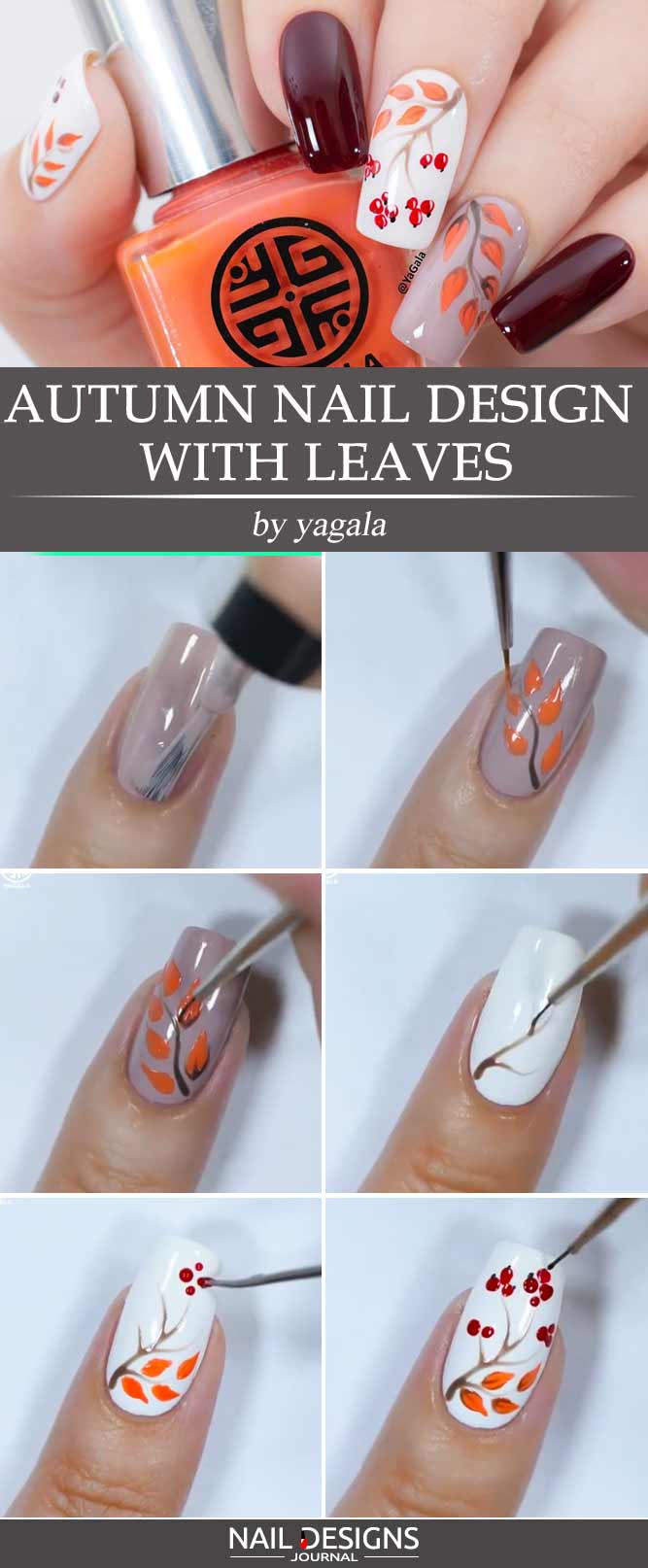 Autumn Nail Design With Leaves