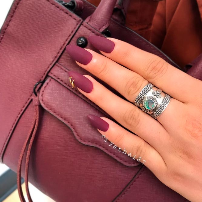 27 Matte Nails Designs To Meet This Fall Naildesignsjournal Royal Burgundy Matte Nails Picture 2