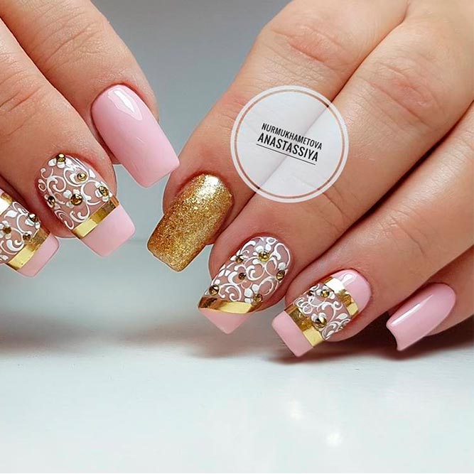 Chic Pink And Gold Nails Designs Naildesignsjournal Com