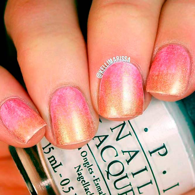 Glitter Ombre For Pink And Gold Nails