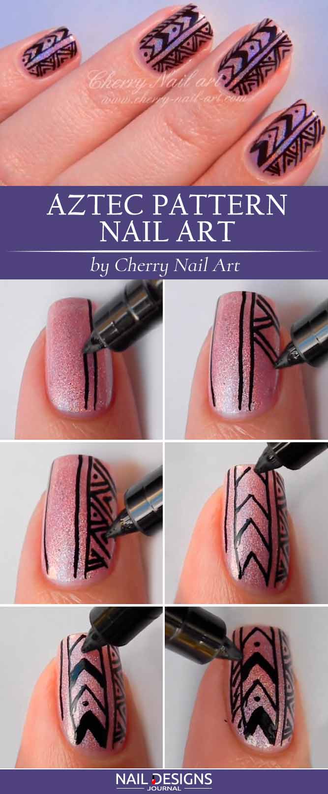 DIY Nails Amazing Tribal Pattern on Holo Base