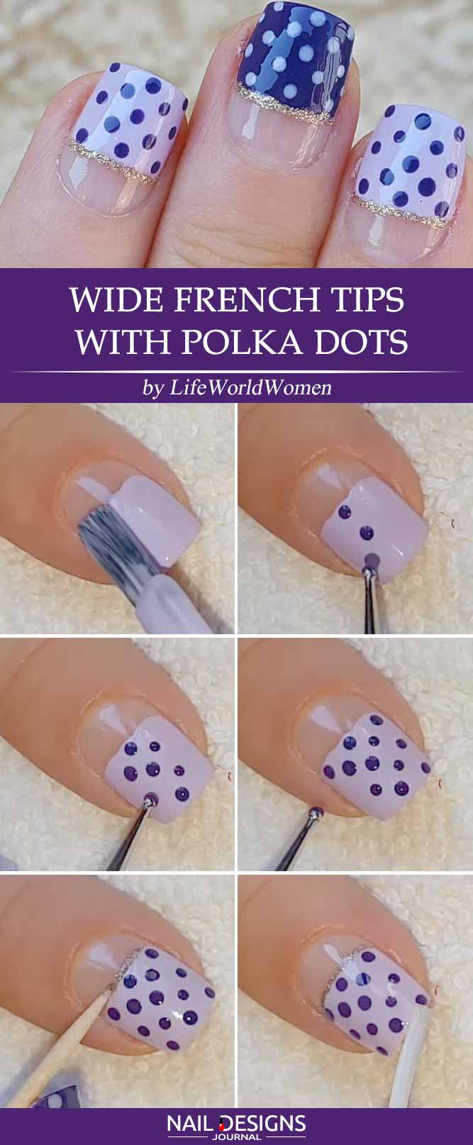 Wide French Tip With Polka Dots