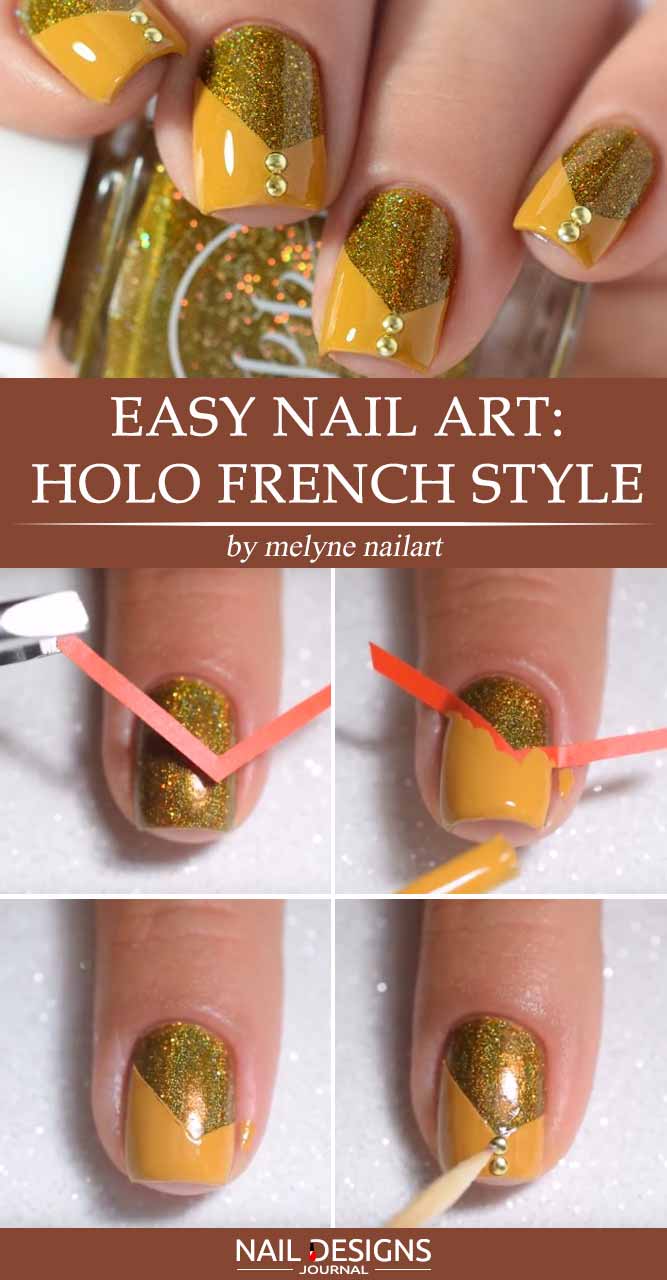 Easy Nail Designs Holo French Style