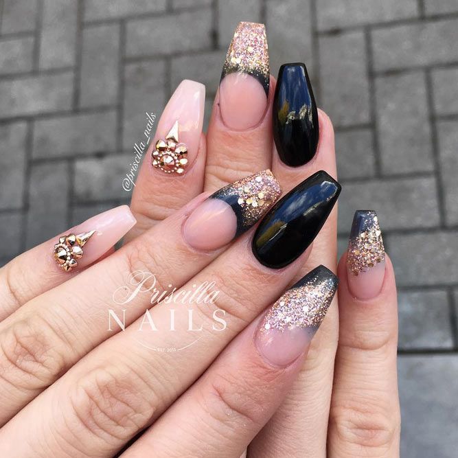 Black With Gold Glitter Gradient