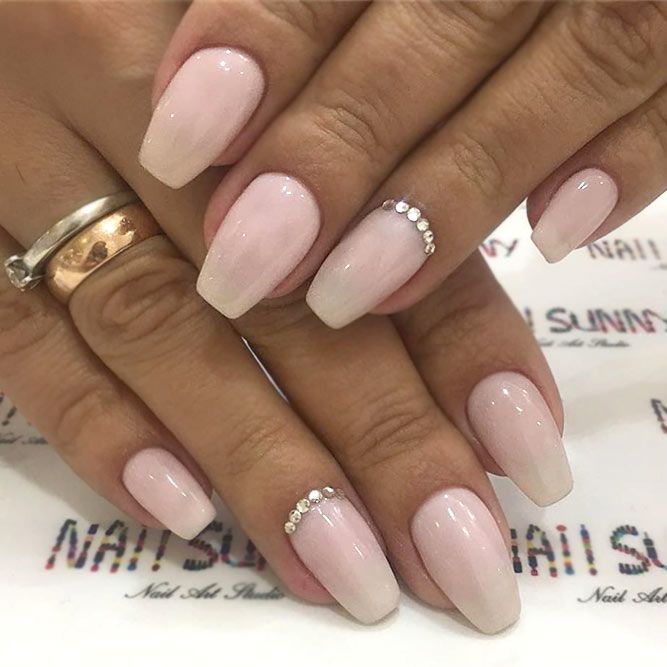 Natural Nails With Minimalistic Rhinestone Addition