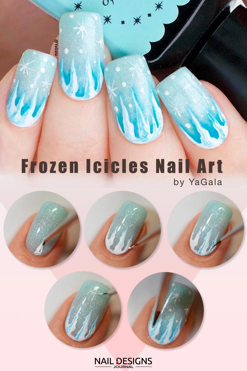 Frozen Icicles Nail Art #winternails #easynailsart